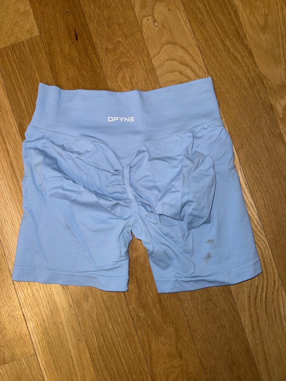 DFYNE Women's Light Blue High-Rise Workout Shorts